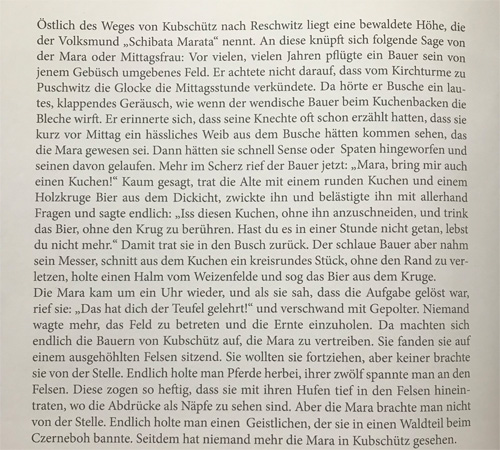 Die Sage von der Mara oder Mittagsfrau