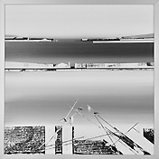 An Land 01, 2025, Collage Mixed Media, gerahmt Alu Silber,30x30cm