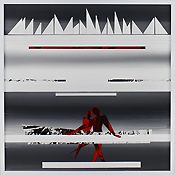 Auszeit-Regatta VIII, 2025, Collage Mixed Media auf Hartfaser, Unikat, gerahmt 30x30cm