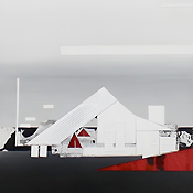 Horizonte, 2025, Collage Mixed Media auf Faserplatte, Unikat, gerahmt,134x31cm