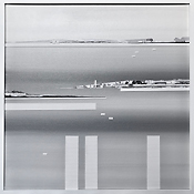 Überfahrt 21, 2025, Collage Mixed-Media auf Hartfaser, Unikat, gerahmt 30x30cm