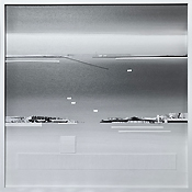 Überfahrt 22, 2025, Collage Mixed-Media auf Hartfaser, Unikat, gerahmt 30x30cm