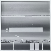 Überfahrt 23, 2025, Collage Mixed-Media auf Hartfaser, Unikat, gerahmt 30x30cm